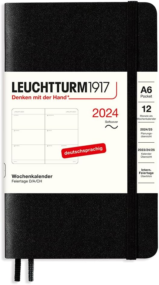 LEUCHTTURM1917 367661 Weekly Planner Medium (A5) 2024, Soft Cover, Sage, German, 12 Months