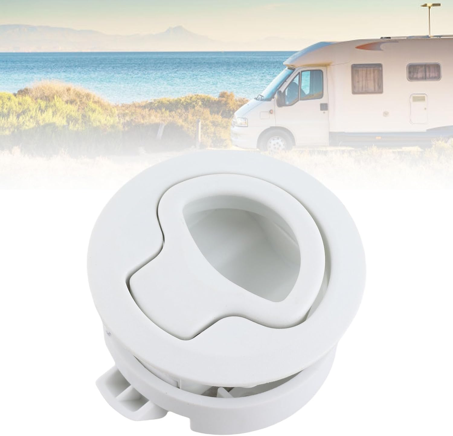 Hatch Latch Lock, Plastic Flush Pull Hatch Latch Slam Latch for RV Marine Boat RV(white)