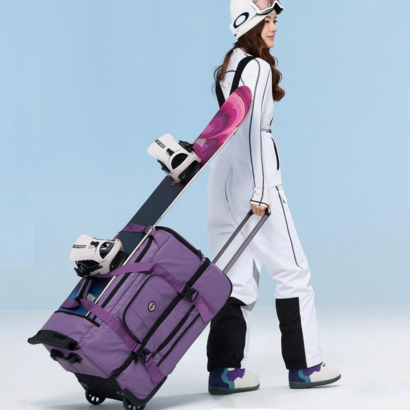 90L/100L Koffer Skitasche Reisetasche mit Rollen Skikoffer wasserdichte Große Ski Trolley Tasche Kofferrolle Rollkoffer Reisekoffer Snowboardtasche Sporttasche