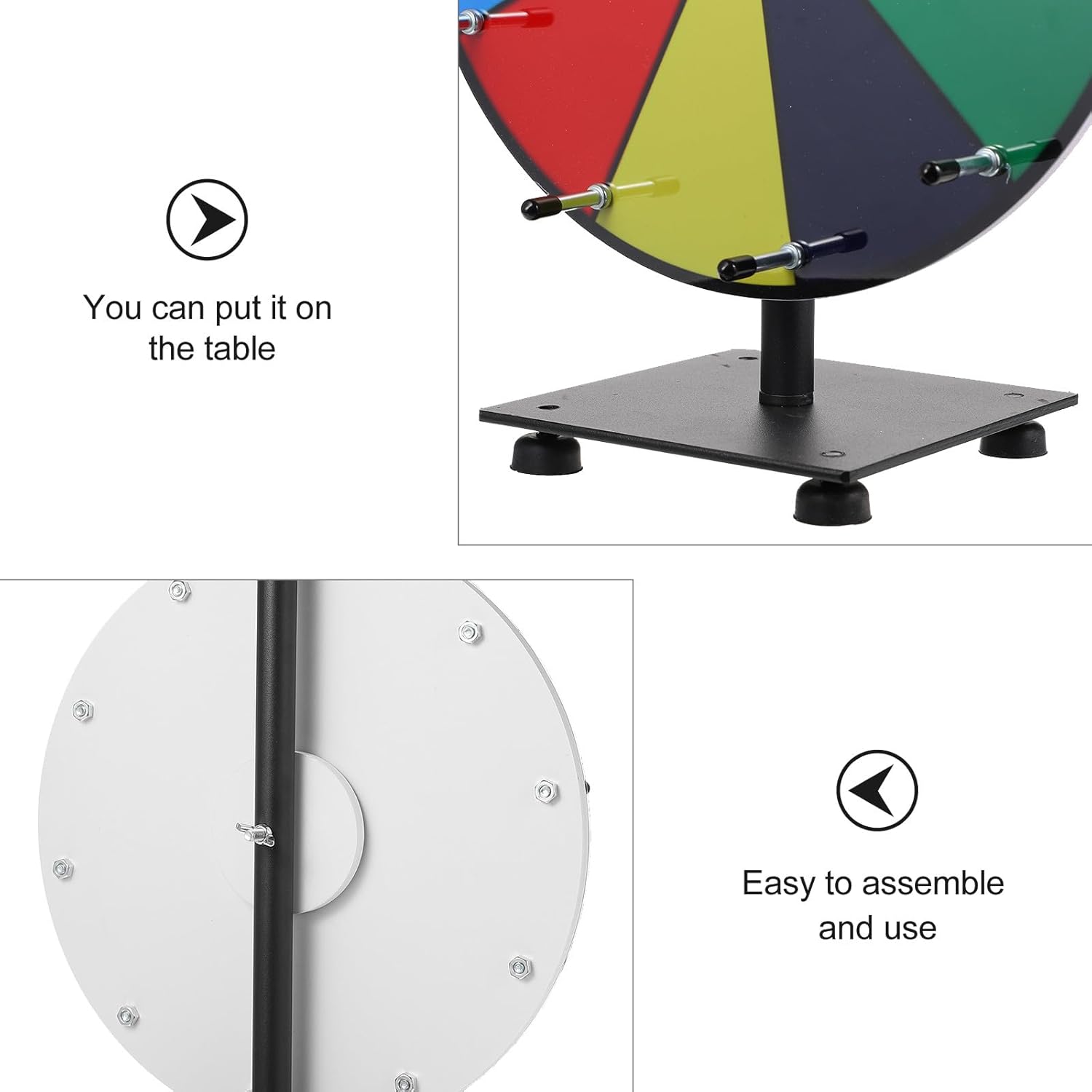 Colorful Tabletop Erasable Prize Wheel with Slots Spinning Lucky Wheel for Parties Trade Shows Carnivals and Company Events Dry-Erase Game Dial