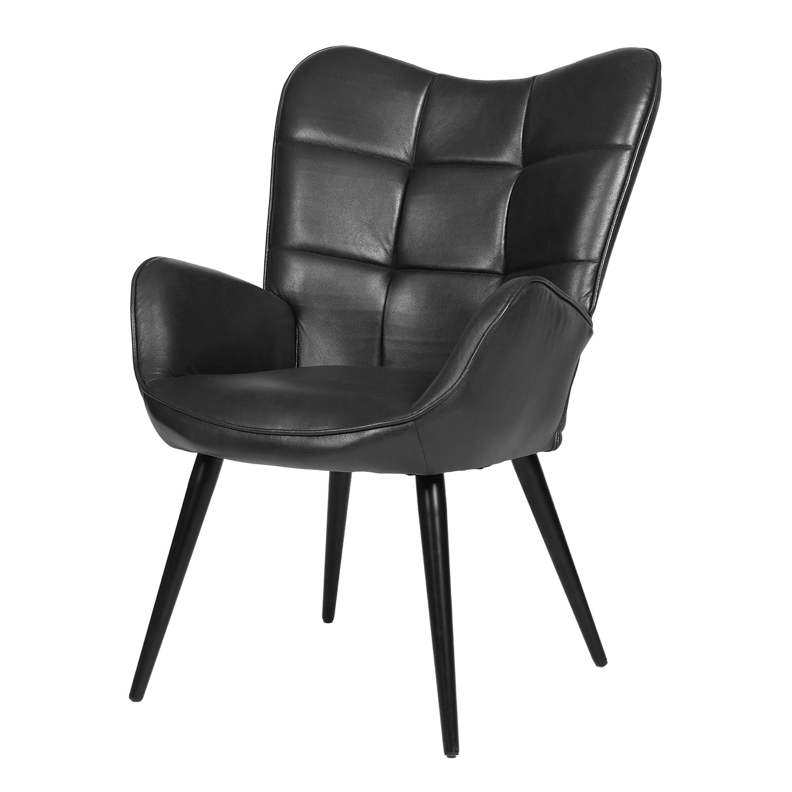 Relaxsessel Loungesessel Polstersessel Mit X-Holzrahmen & Wasserdicht, Kunstleder Ohrensessel Lesesessel Bequem Für Wohnzimmer Schlafzimmer Esszimmer Büro, Bis 150kg, Schwarz