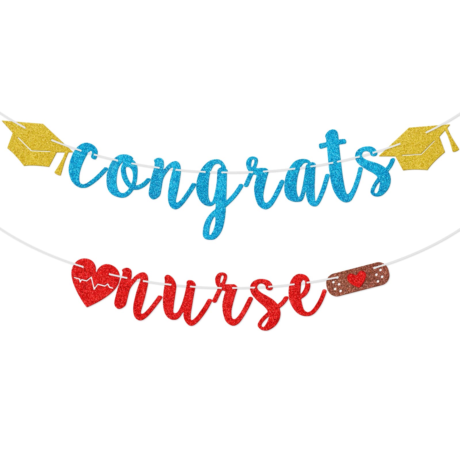 Congrats Nurse Graduation Banner – Glitter Party Decor Garland For RN, BSN, Nursing School Grad (Class Of 2024) - View #12