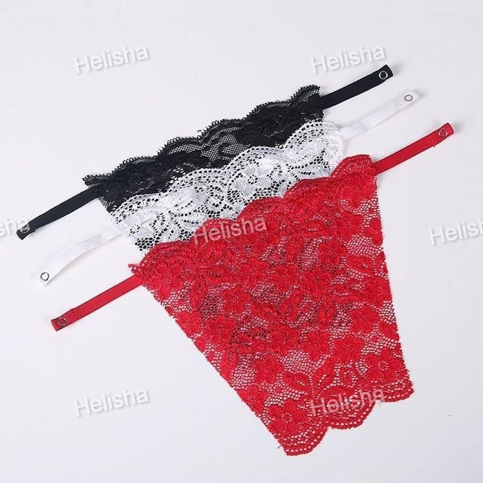 Image of HELISHA Womens and Girls Cotton Netted Clip-on Mock Lace Camisole Cami Secret for Women (Multi-Color, Free Size)- Pack-of 3
