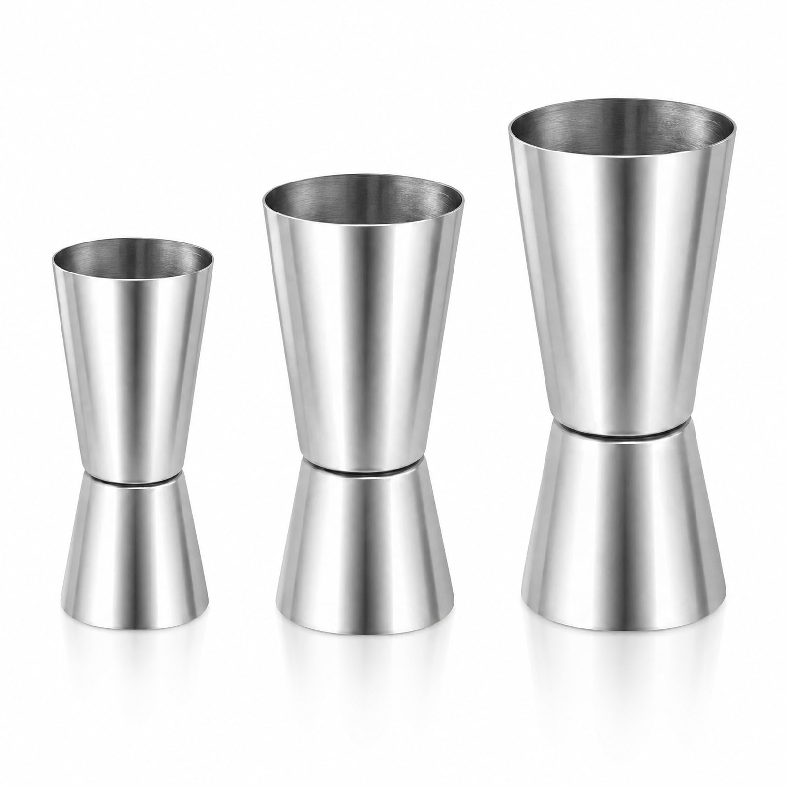 Stainless Steel Spirit Measure Set, 3 PCS Jiggers 30/15ml 40/20ml 50/25ml
