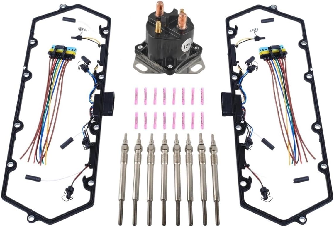 For 7.3L 1998-2003 ford Powerstroke For Diesel Glow Plugs Gasket & 8 Glow Plugs+Relay