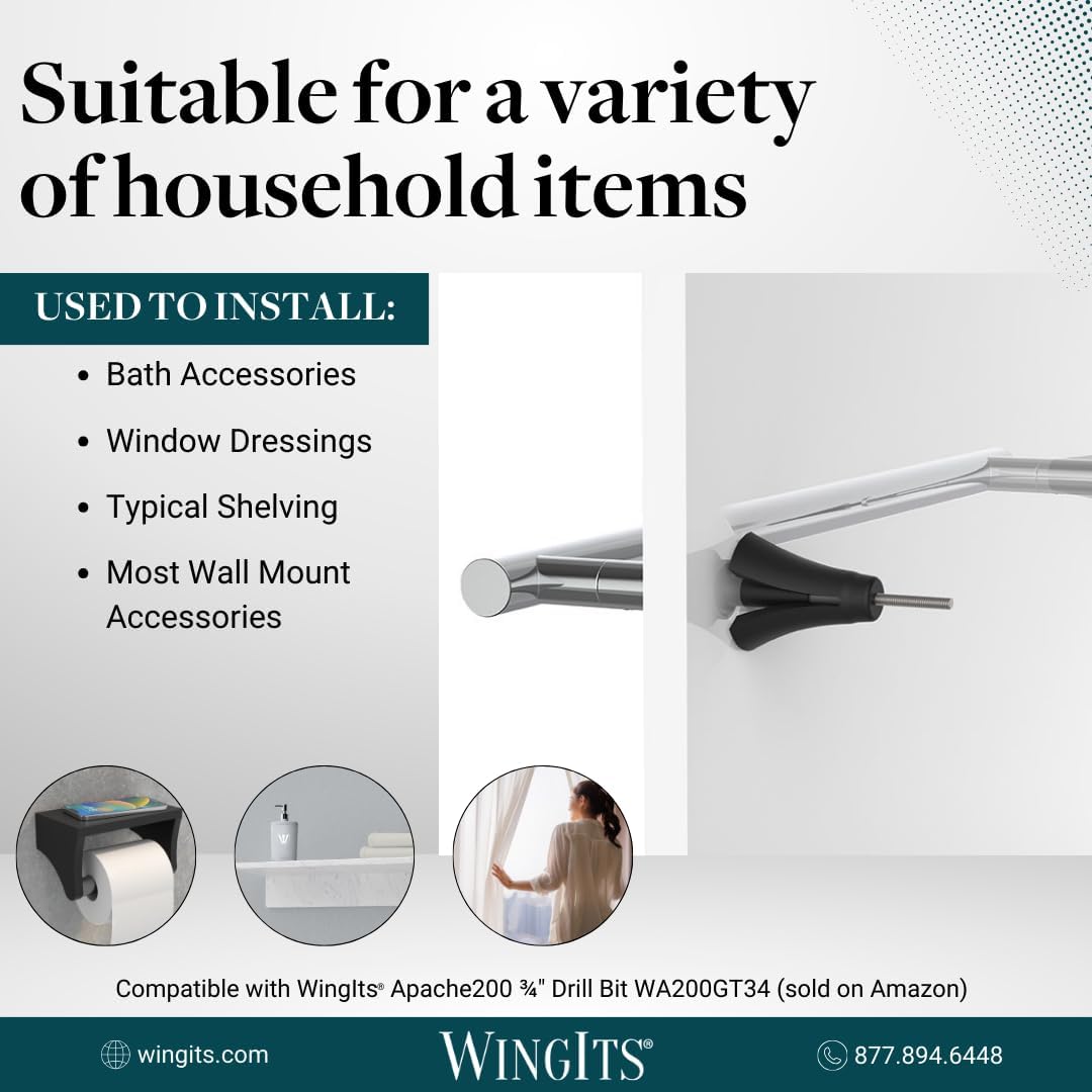 WingIts MASTER Wall Anchor, 8-32 x 3-1/2, PK24, Black (MAW35B24)