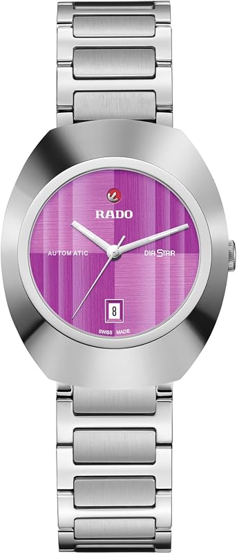 DiaStar Original Open Heart - Women's Automatic Swiss Watch - 30mm Purple Dial - Silver Stainless Steel Bracelet - R12170333