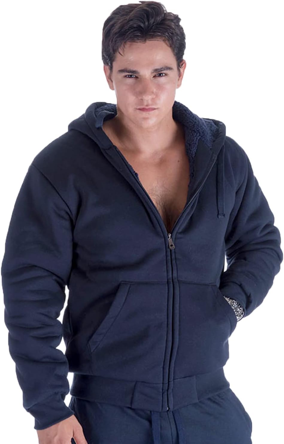 Yasumond Hoodies for Men Zipper Fleece Sweatshirt Heavy Sherpa Lined Hooded Warm Winter Coats Big Tall - Image 2