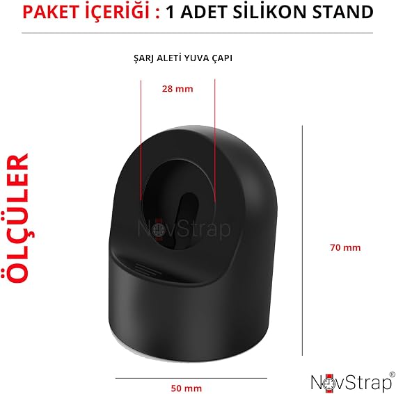 NovStrap Apple Watch Tüm Seriler ile Uyumlu Masaüstü Şarj Standı Silikon Dock BEYAZ