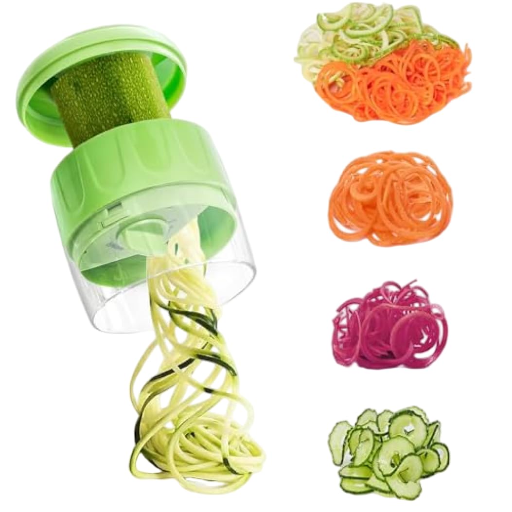 Hotainoys Handheld Spiralizer for Veggies, 3-in-1 Compact Vegetable Spiral Slicer with Ergonomic Handle, Easy to Use & Clean Zucchini Noodle Maker for Carrot, Cucumber, Potato spiralizer