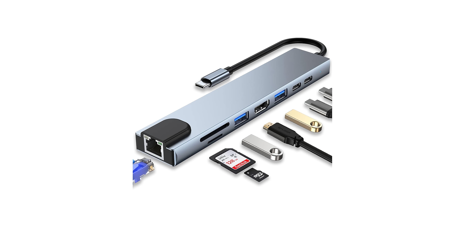 Amazon.com: USB C HUB, 8 in 1 USB C Adapter with 4K HDMI, 100W PD