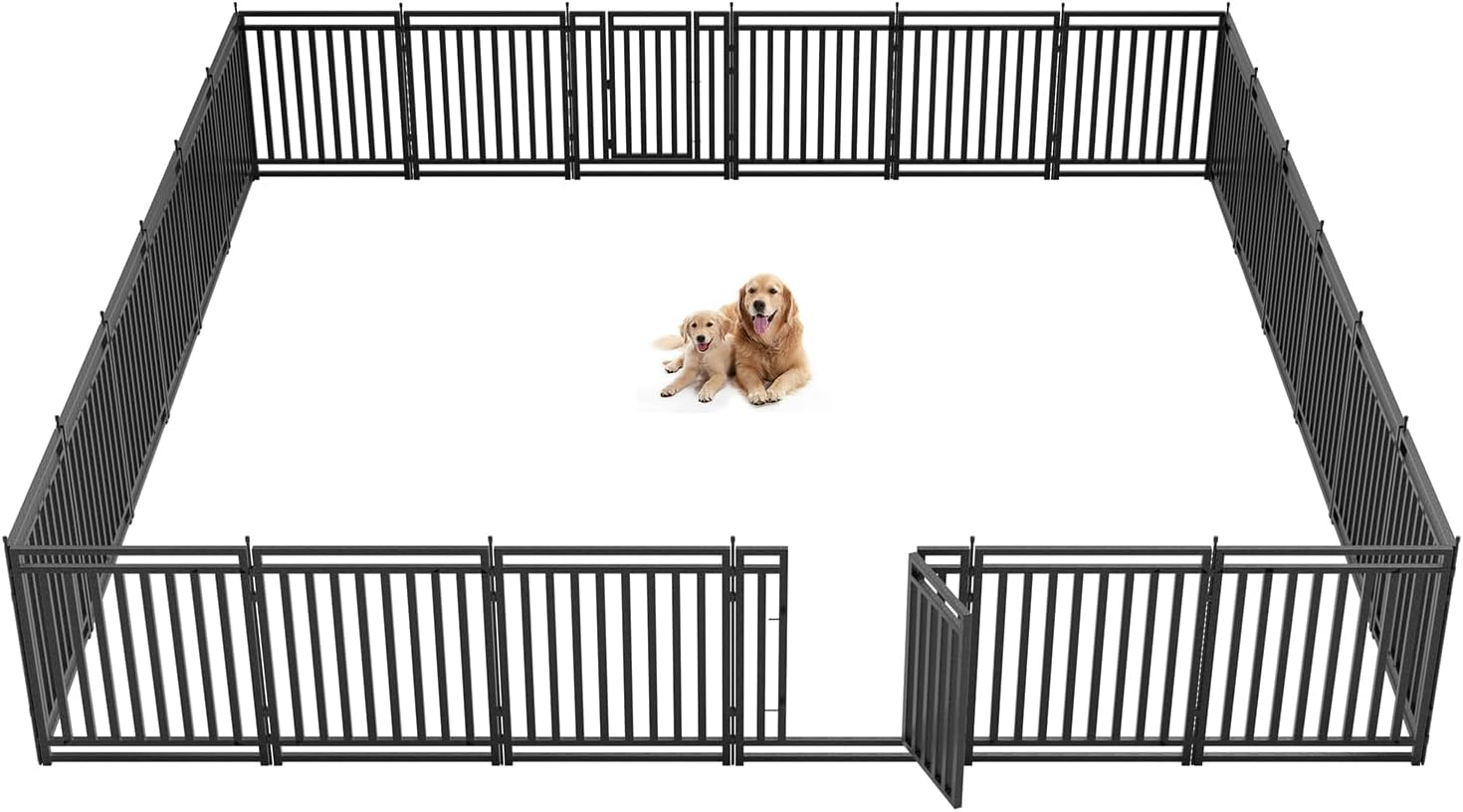 Dog Playpen Metal Dog Fence Outdoor for Yard 32" Height 24 Panels Portable Dog Pen Pet Kennel for RV Camping(Black-Silver)