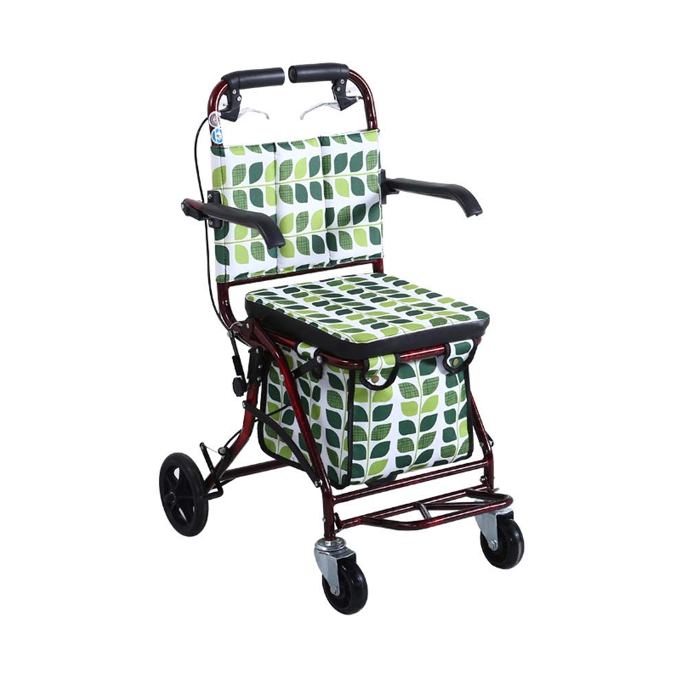 Rollator 4-kołowy składany chodzik chodzik z koszykiem na zakupy Wyściełany wózek do siedzenia Pomoce dla osób niepełnosprawnych Interesting