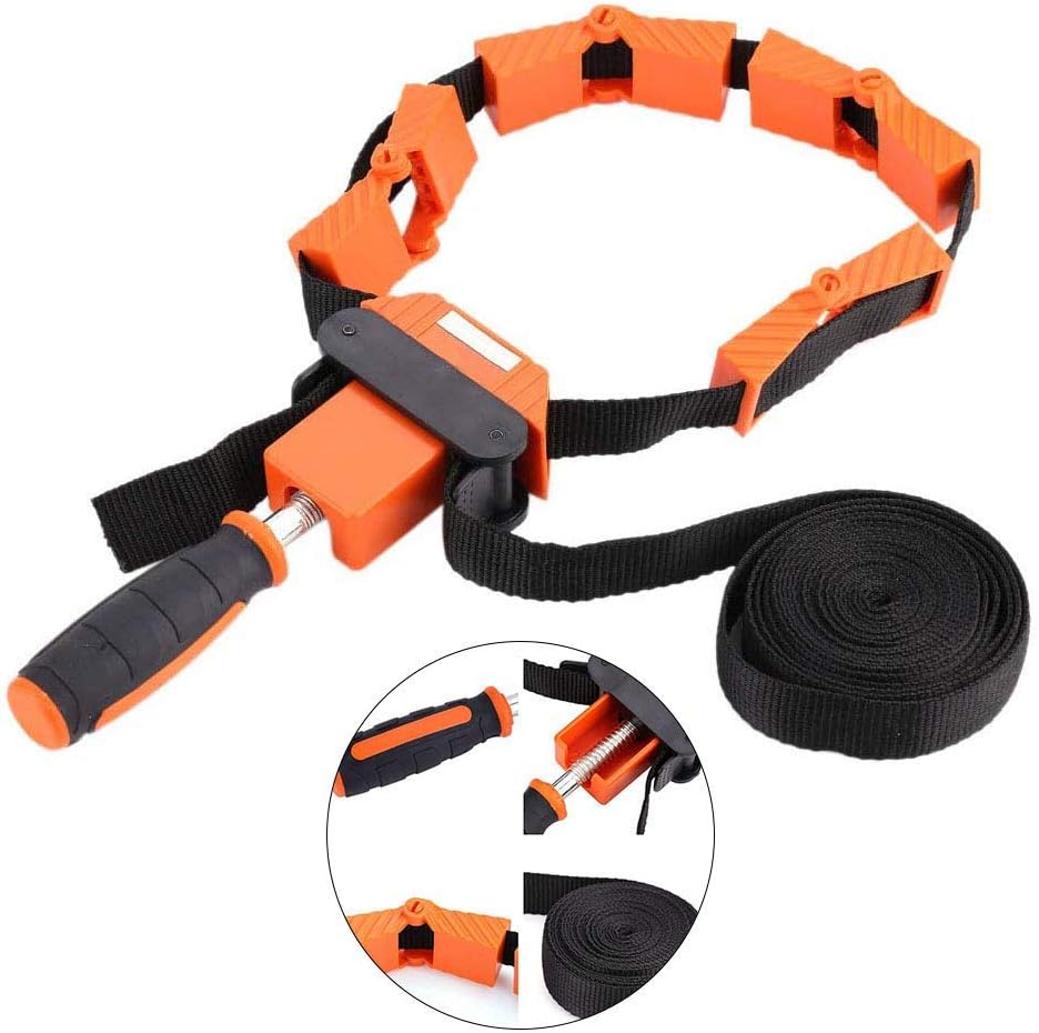 Band Clamp, Strap Clamp Adjustable Picture Frame Clamp Belt Clamps with 4 Jaws for Woodworking Polygons Angle Clip