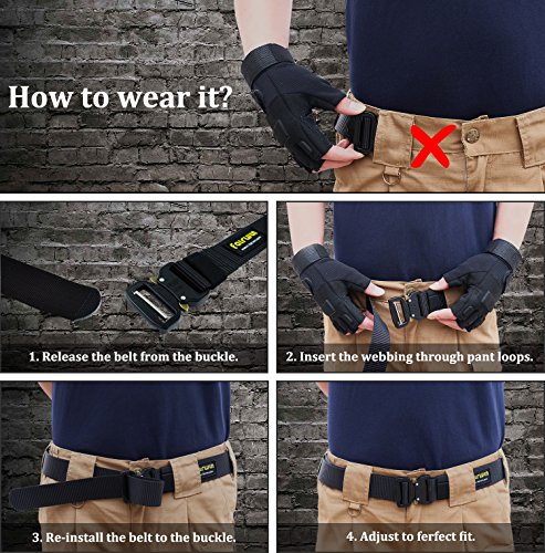 Tactical Belt,1.5 Inch No Holes Quick Release Heavy Duty Tactical Belt for Men and Women - Thumbnail 6