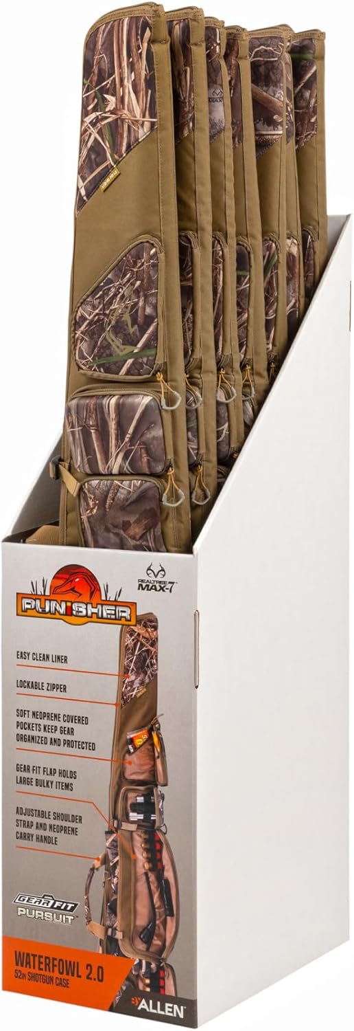 Allen Company Gear Fit Pursuit Waterfowl Shotgun Case - 52" Lockable Soft Gun Case with Adjustable Panel - Neoprene Pockets with Oversized Storage for Hunting Gearl - Realtree Max-7 Camo - Image 3