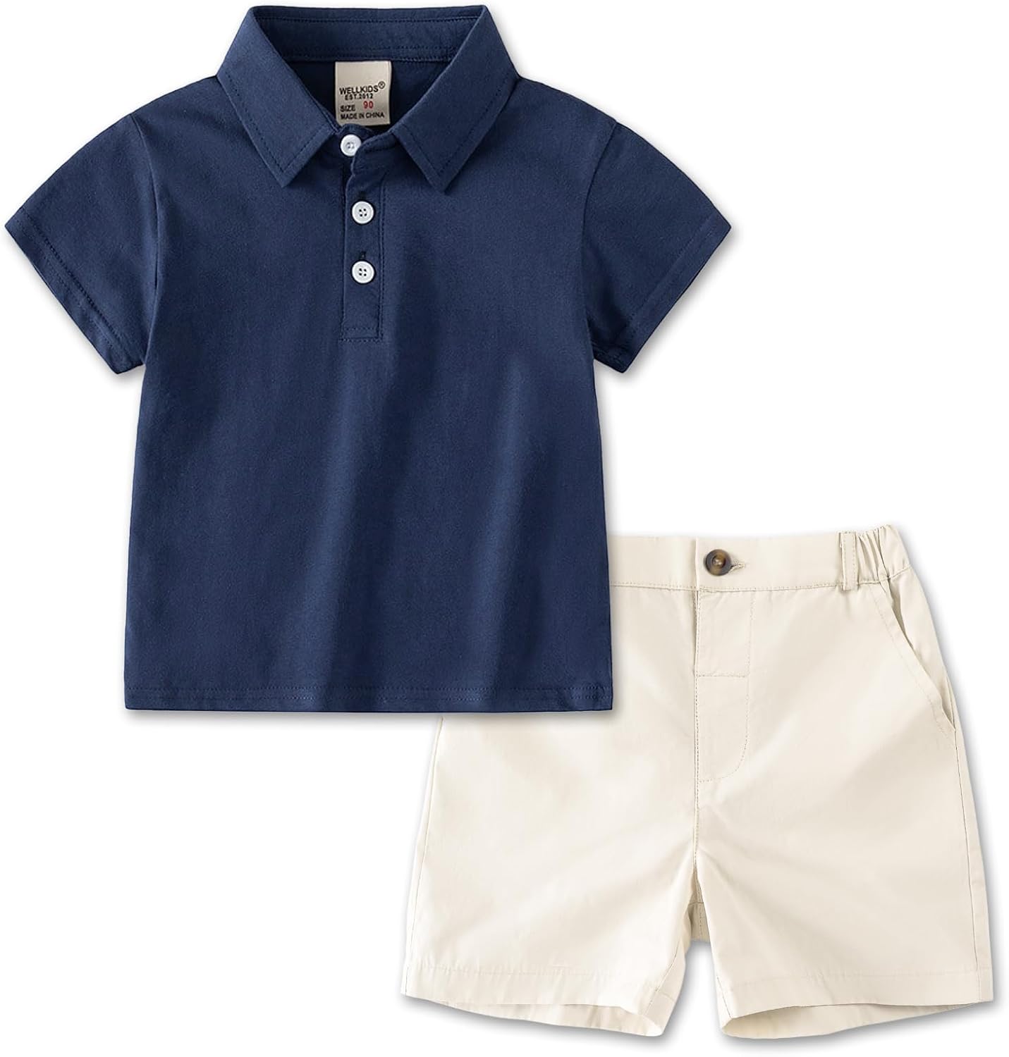 Volunboy Baby Boy Summer Clothes Short Sleeve Polo Shirts Shorts Set Pique Beach Outfits 18 Months to 6 Years 3-4T Navy