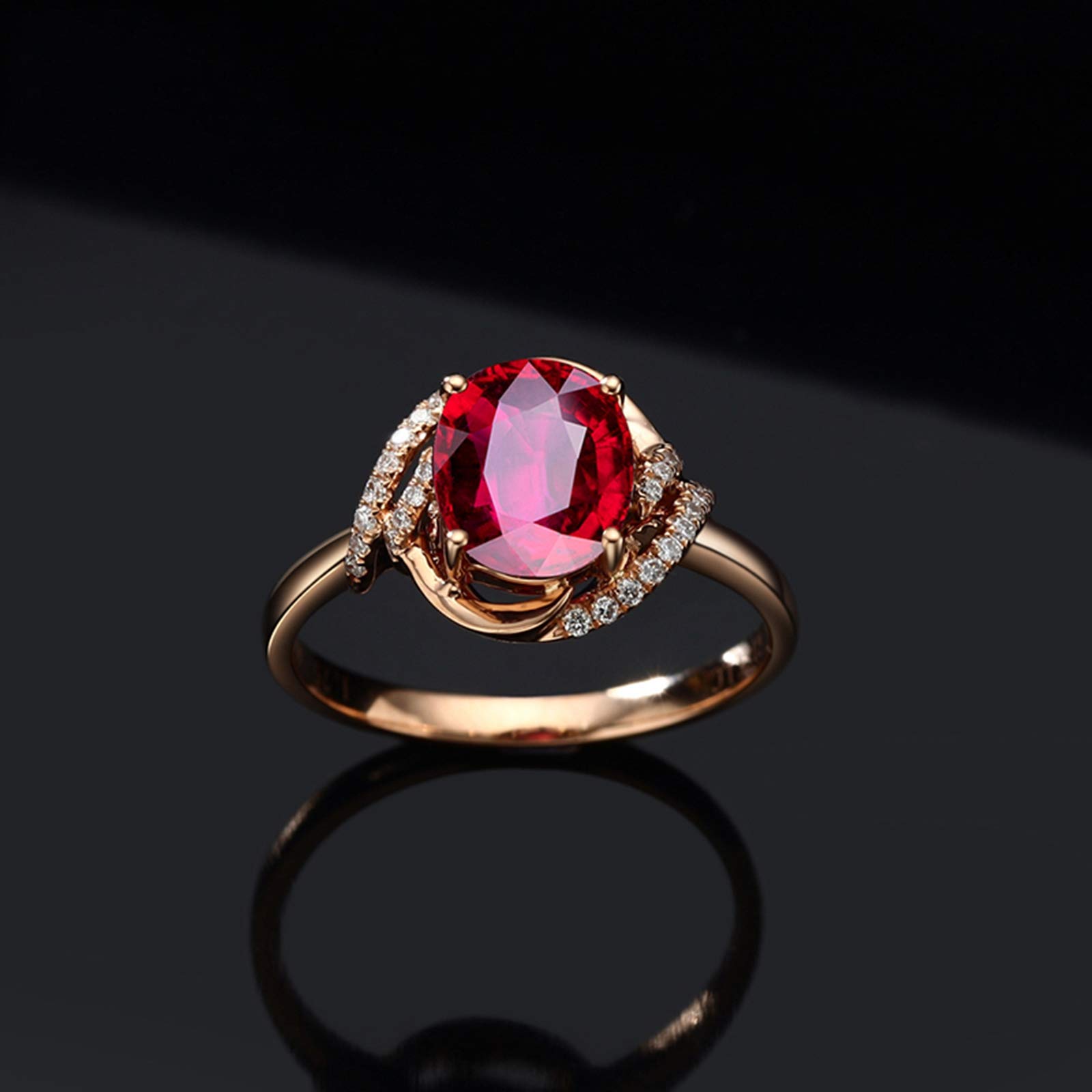 Beydodo Pierścionki ślubne różowe złoto 750 kobiety duże owalne turmaliny 1,8 ct pierścionek ślubny różowe złoto z diamentem e różowe złoto, 52 (16,6), colore: różowy (Rosegold), cod. TLLWGZ1258