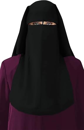 XL Long Saudi Niqab Nikab 3 Layers burqa Hijab Face cover Veil Islam Islami