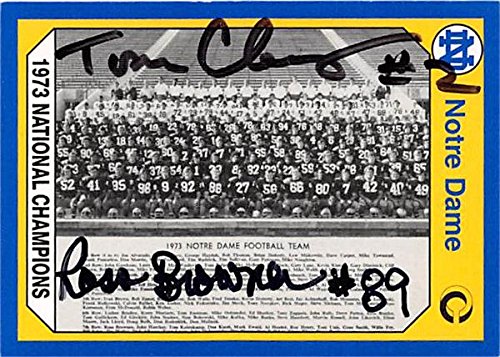 Autograph Warehouse 345130 Ross Browner Tom Clements Autographed Football Card - 1973 National Champions Notre Dame Fighting Irish 1990 College Collection No. 182