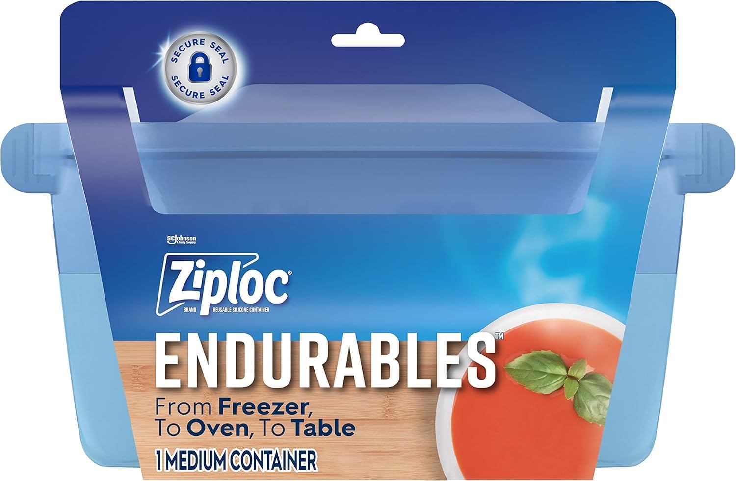 ZiplocEndurables Medium Container, 4 Cups, Reusable Silicone Bags and Food Storage Meal Prep Containers for Freezer, Oven, and Microwave, Dishwasher Safe