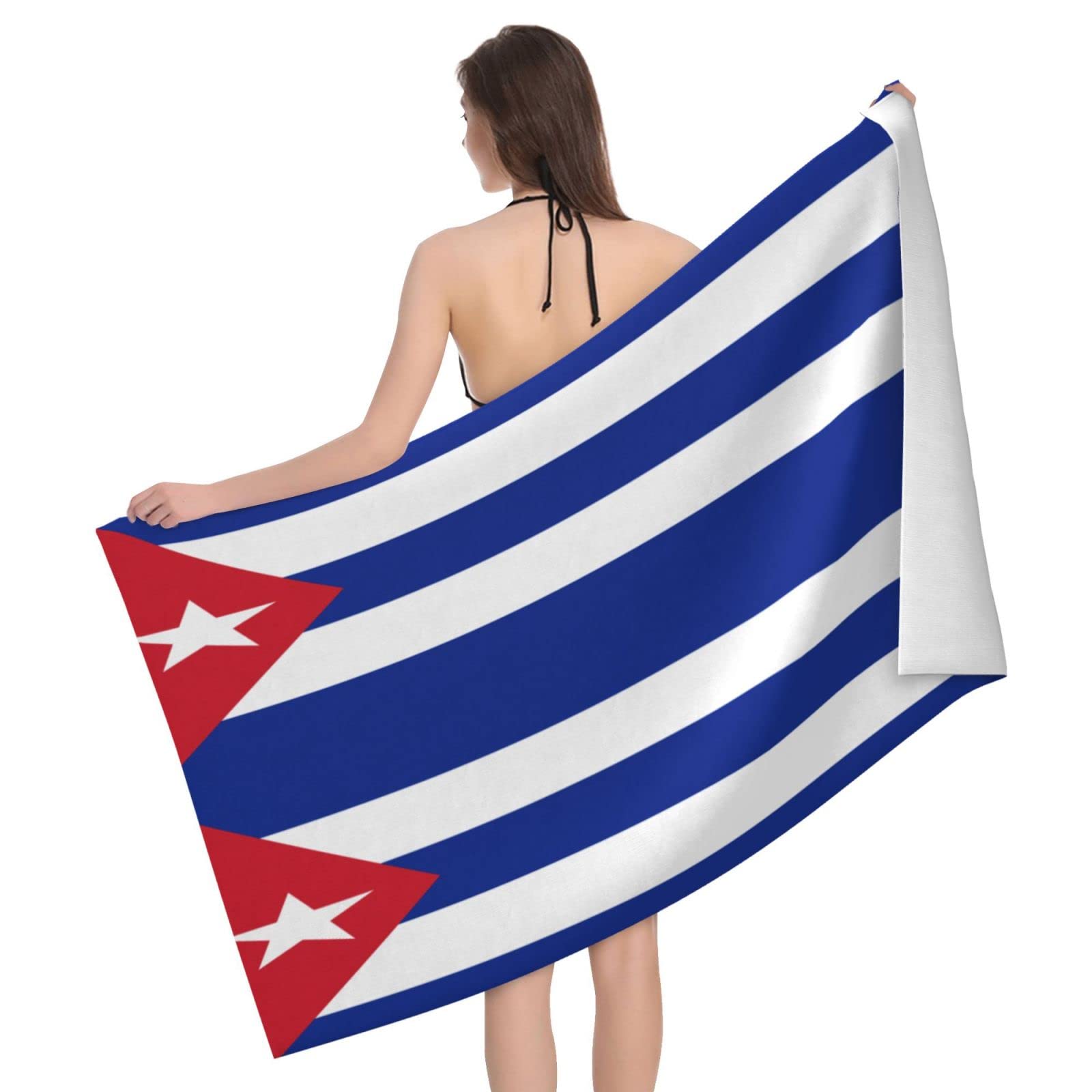Lawenp Cuba Flag Beach Towel, Lightweight Sand Free Quick Dry Microfiber Absorbent Bath Towel for Kids, Adults, Swimming, Bath, Yoga, Pool, Travel, Camping 32"X52"