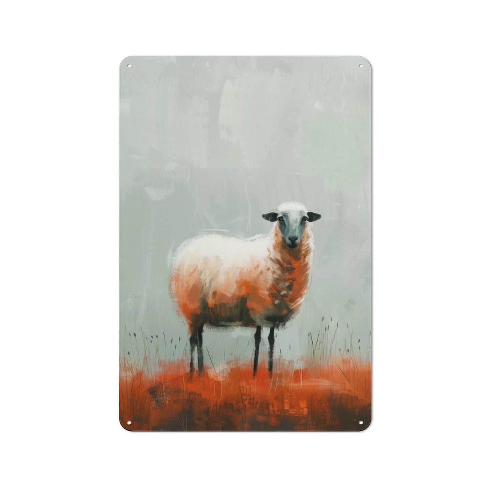 Vintage Tin Sign 30x20cm with Sheep in A Field for Guest Room Or Hallway, for Collectors Decorating Guest Rooms And Hallways