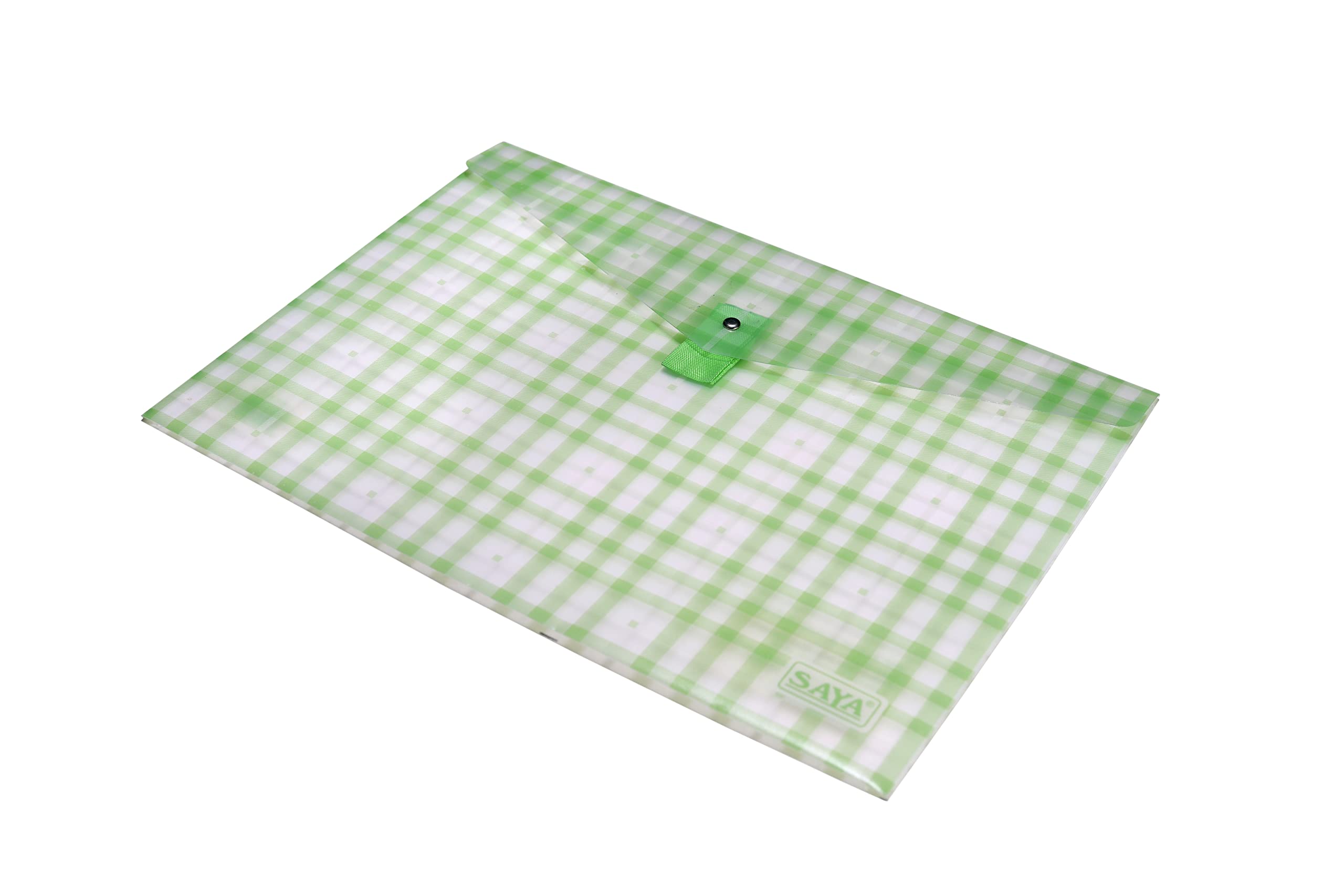 SAYA Clear Bag Superior - Transparent File Folder for Organized Office & School Supplies - Random Color Pack - Secure Closure Design - Landscape Print - Durable Polypropylene Pack of 6 2
