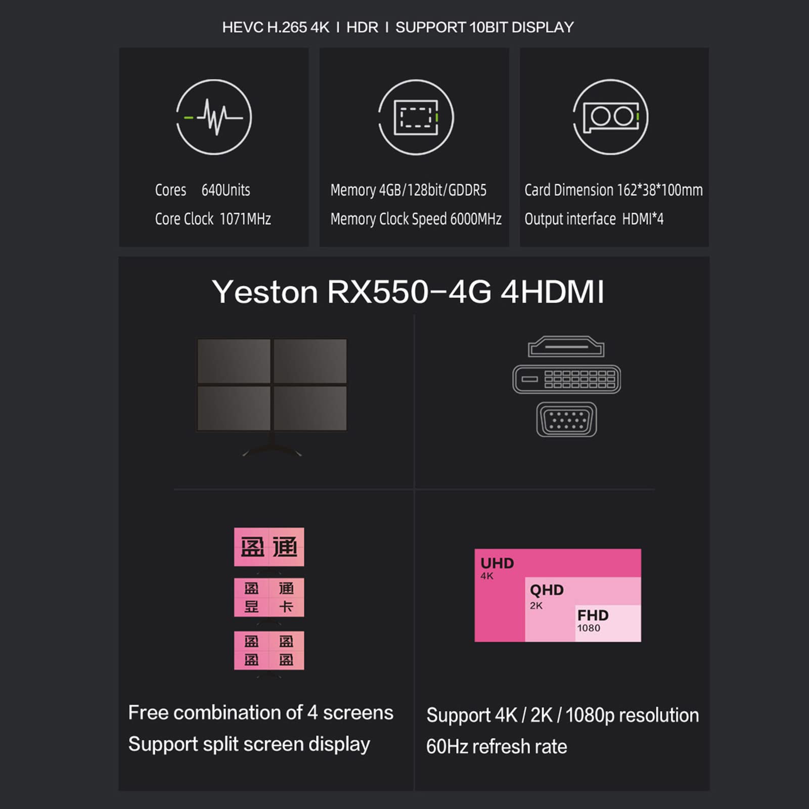 Amazon | Yeston AMD Radeon RX550 4GB GDDR5 コンピューター PC