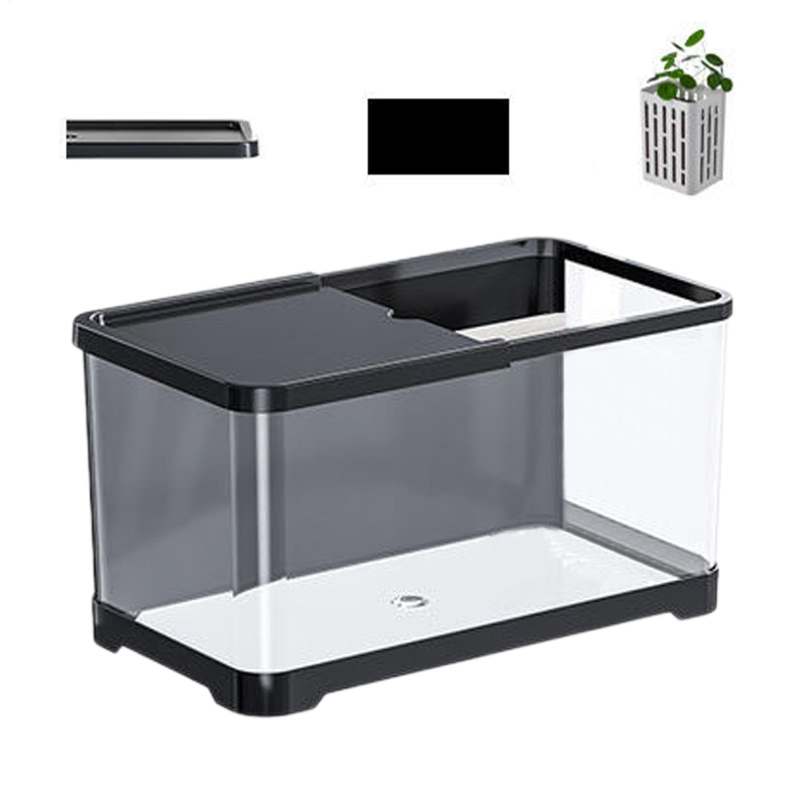 Kit d'aquarium – Aquarium décoratif en Eau salée | Aquarium avec système | de filtration, éclairage, réservoirs créatifs, aquarium avec panier pour Goldfis, gupy, crevettes, méduses