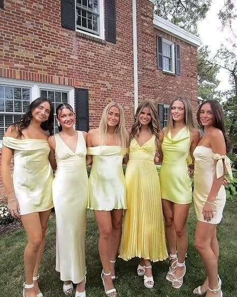 Women's Bridesmaid Dresses Satin A-line Pleated Long Formal Prom Party Dress Wide Straps4