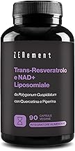 Trans-Resveratrolo & NAD+ Liposomiale, con Quercetina e Piperina, 580 mg per Capsula, 90 Capsule - Anti-invecchiamento e Attivatore delle Sirtuine - Zenement