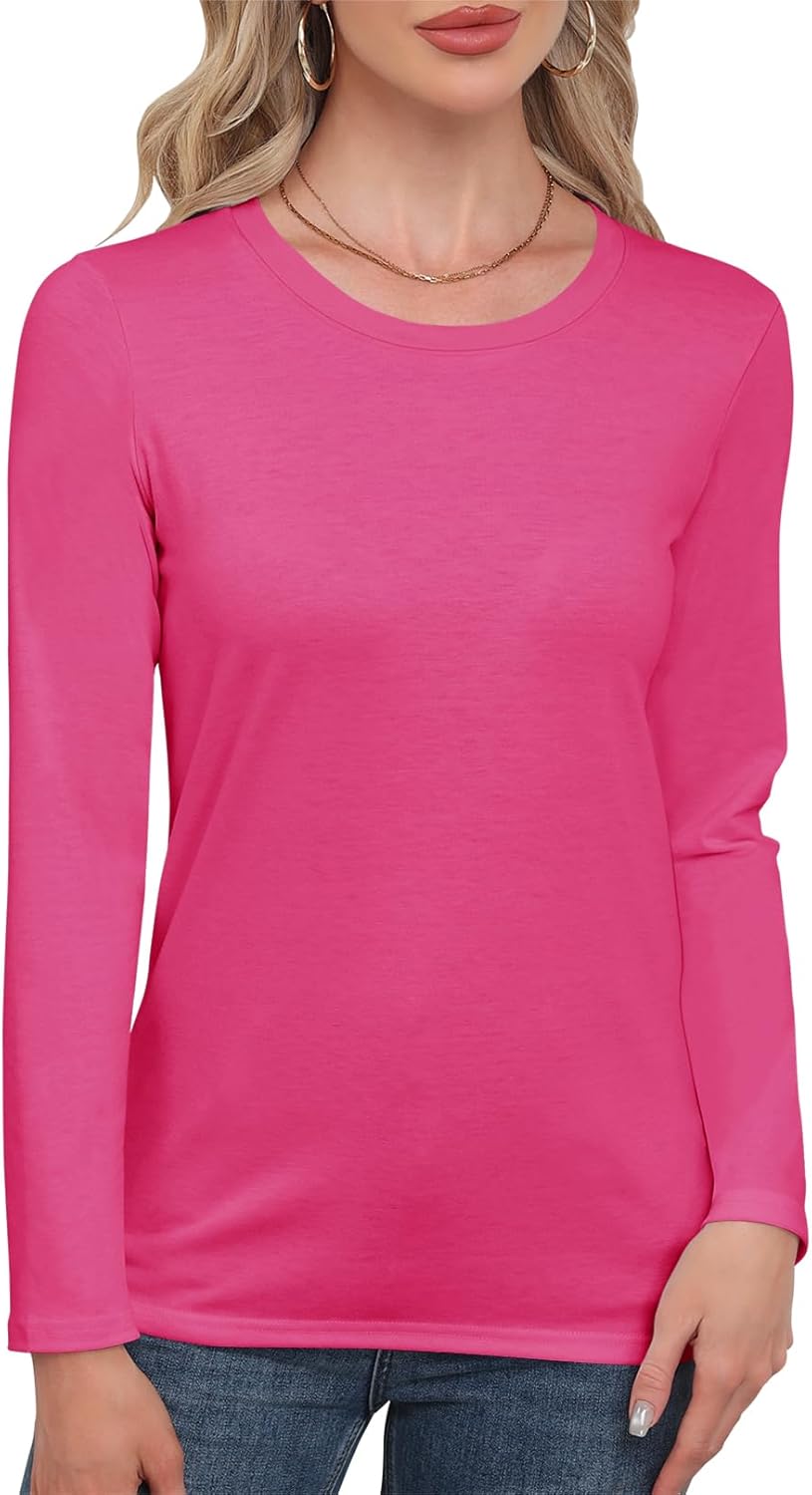 Smile Fish Women Crewneck Loose Fit Shirt Long Sleeve Casual T Shirts Basic Top Tees