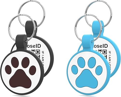 WhoseID Etiqueta para perro personalizada, código QR con grabado láser, etiqueta de identificación de perro de silicona, perfil en línea de