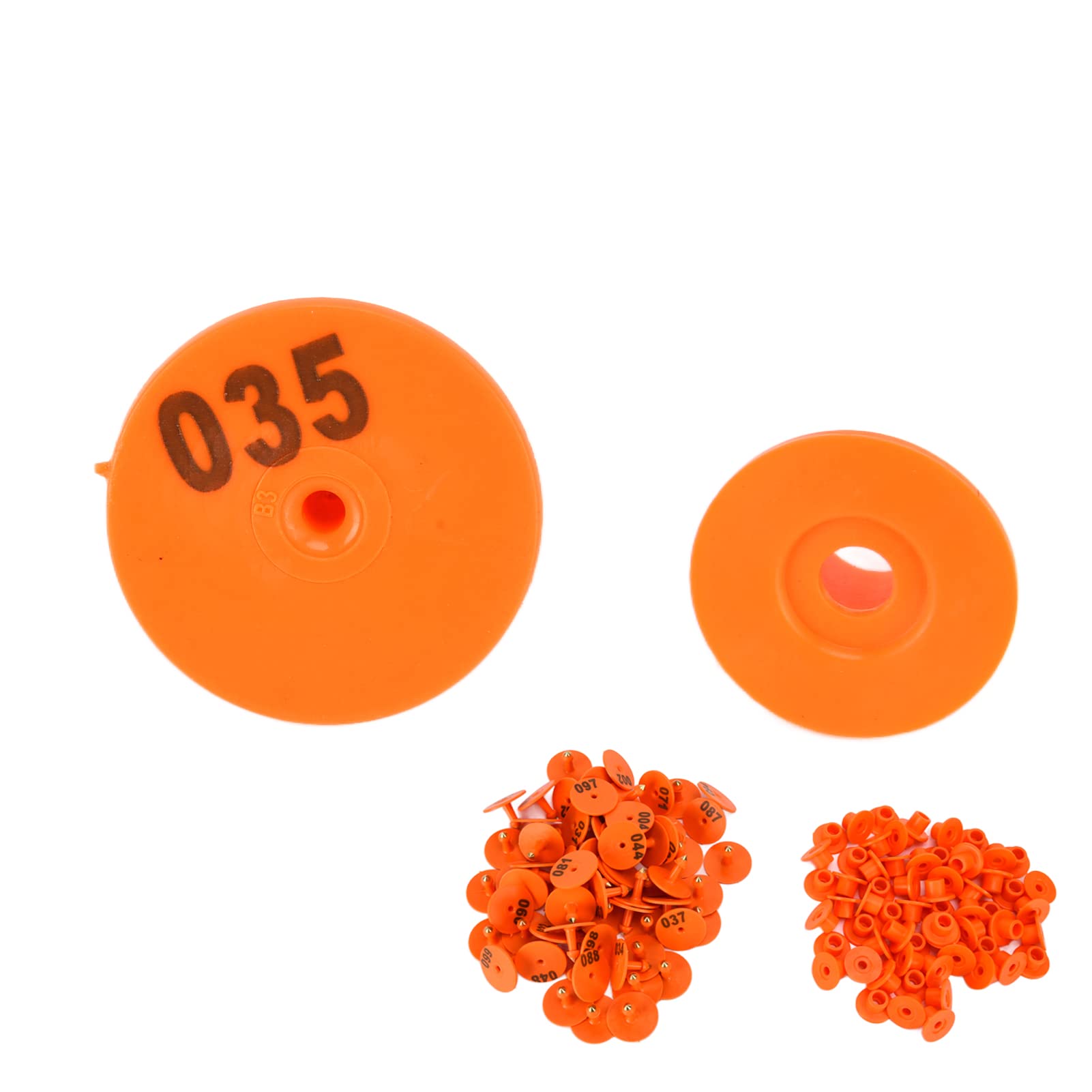 Qcwwy 100 Targhette Auricolari per Bestiame con Numeri, Targhette Auricolari Rotonde per Identificazione Conveniente per Volpi, Maiali e Pecore, Testina per Chiodi in Rame a Lunga