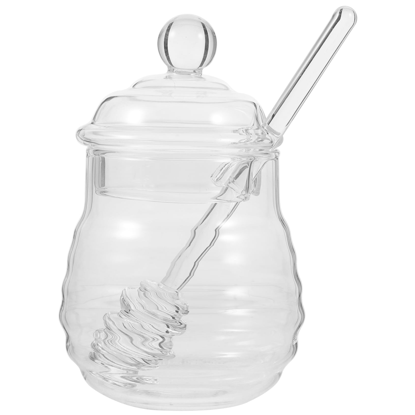 PRETYZOOM Clear Honey Pot Set with Lid and Dipper Premium Borosilicate Glass Jar for Home Kitchen Use Honey Container for Easy Dispensing and Storage