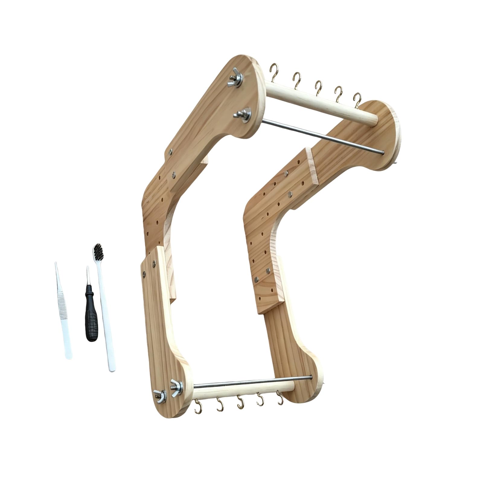 Marco de cuentas de joyería de madera con configuración de ajustable para encordar pulseras, tejer cuentas y trabajos artesanales Marco de tejido de cuentas ajustable Herramienta de encordar de