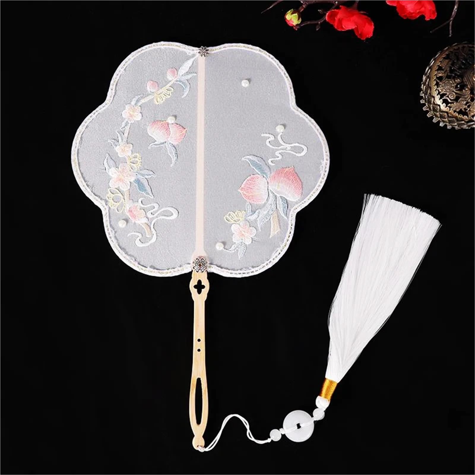 NIRNHYRUR 3 Handheld Embroidered Fans Chinese Style Decoration