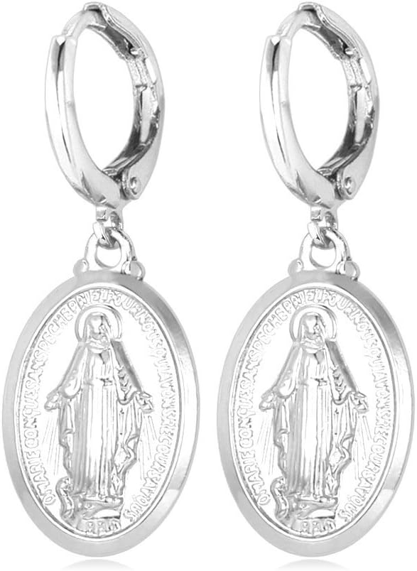 U7 Earrings for Women 18K Gold Plated Virgin Mary Dangle Earrings for Women Christian Jewelry