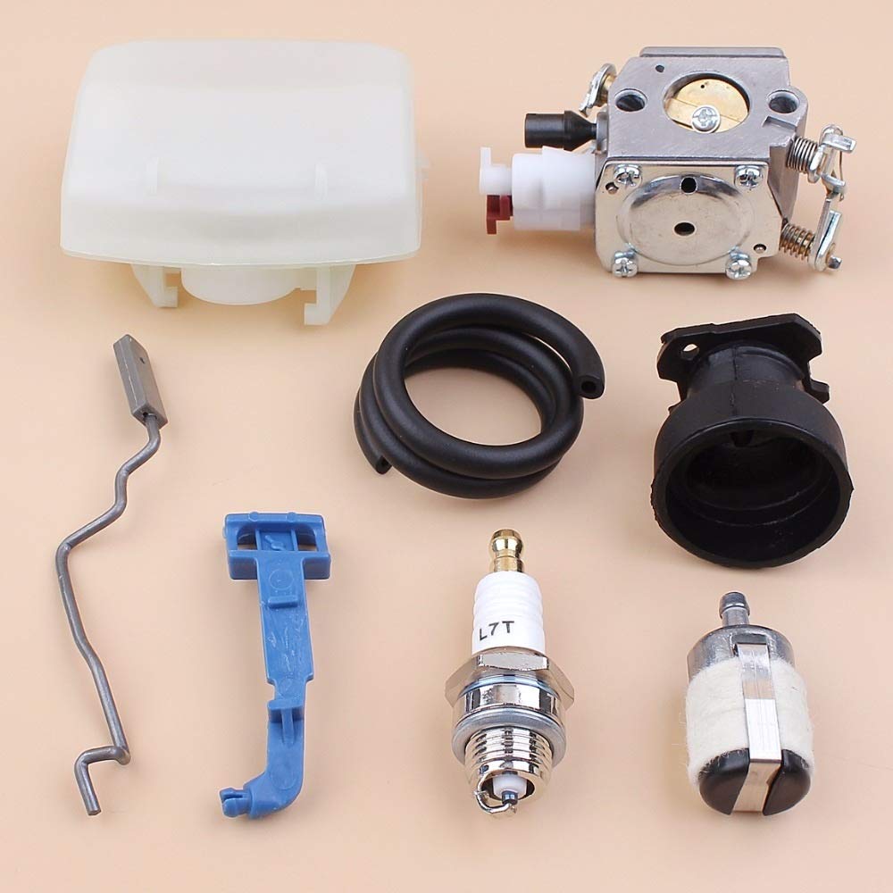 Tiempo Beixi Carburador Filtro de Aire de admisión del Acelerador Choke Varilla Manguera de Combustible Compatible con Husqvarna 340 345 350 346XP Motosierra Motor Motor Parts