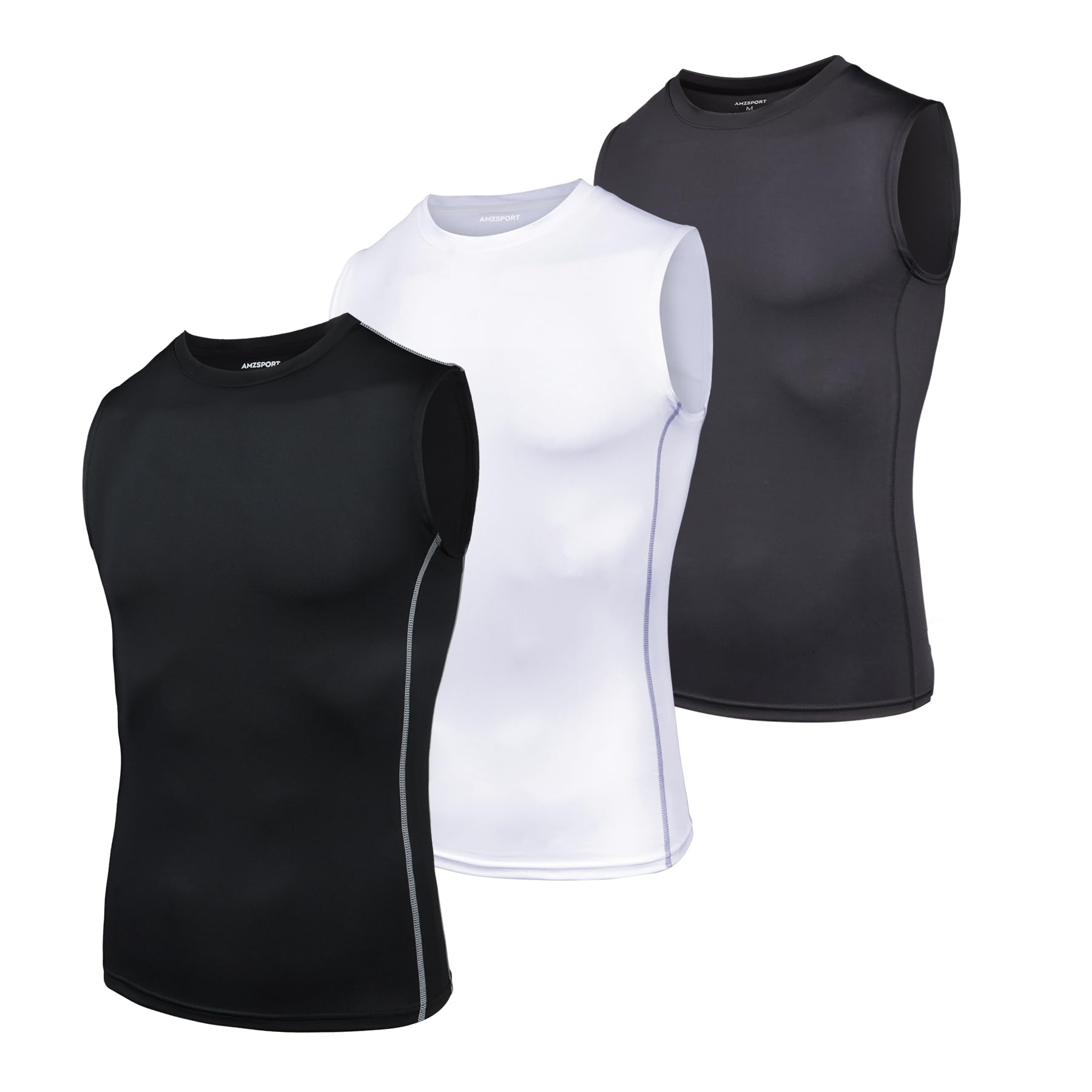 AMZSPORT Canotta Compressione da Uomo Sport Senza Maniche Base Layer Asciugatura Rapida Top