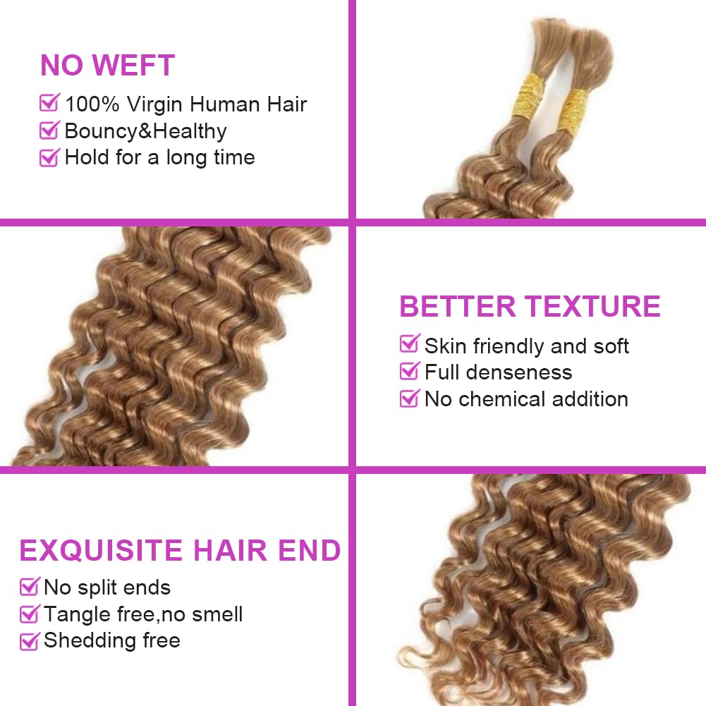 100% Human Hair Boho Braiding Extensions – Deep Wave Bulk Hair