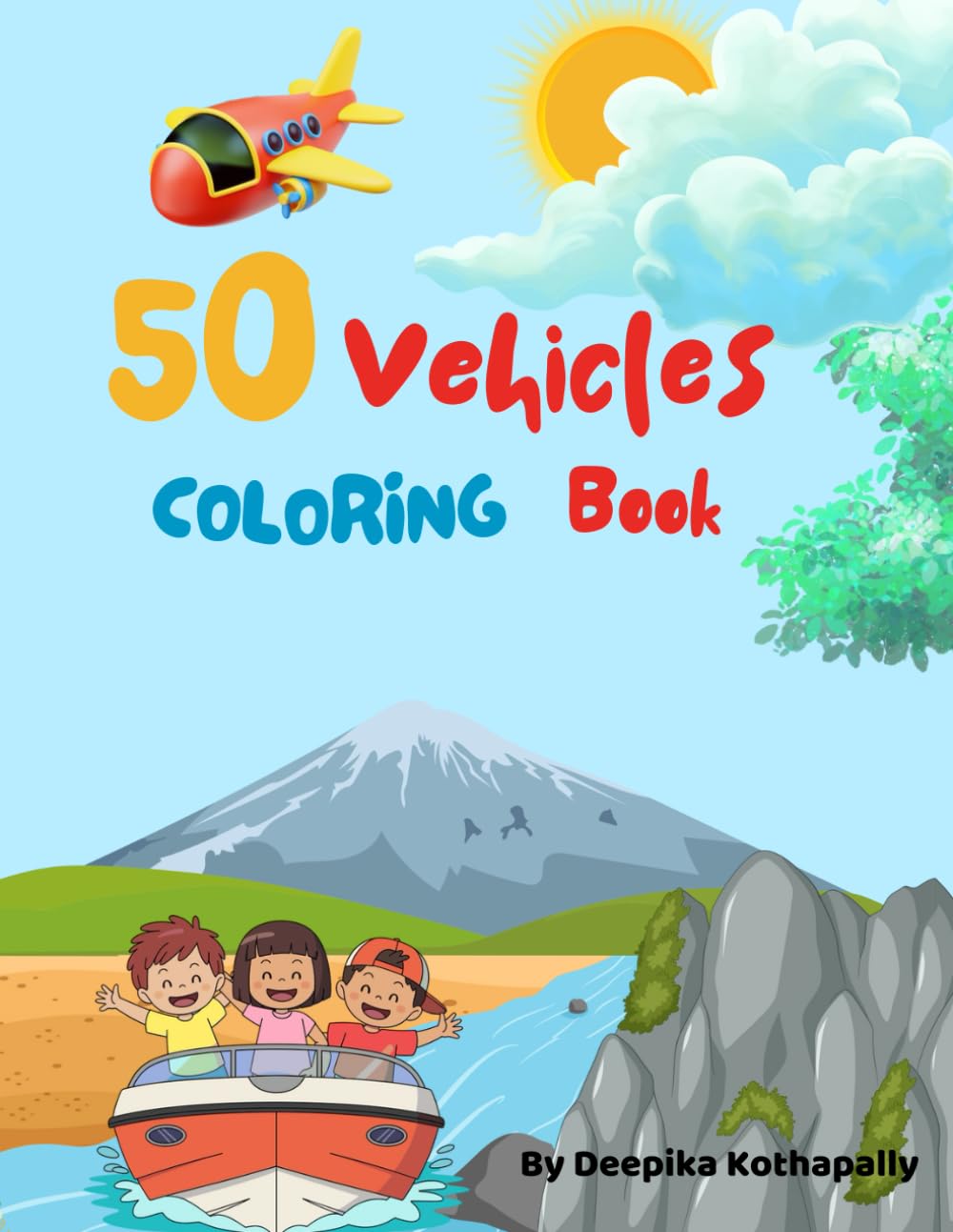 50 vehicles coloring book: Cars, Trucks, Trains, Planes & Construction Vehicles for Toddlers and Preschoolers