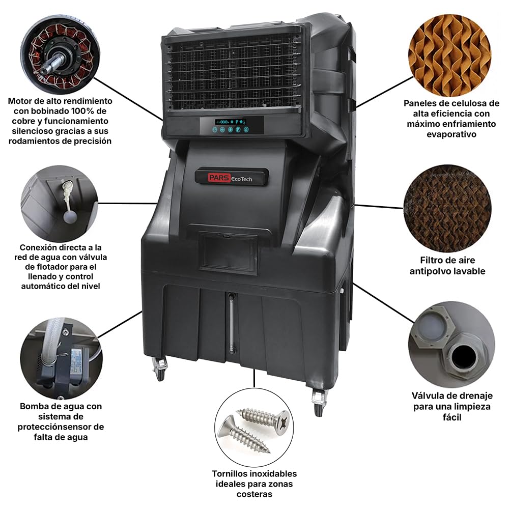 Climatizador evaporativo PARS EcoTech ECOsport-23000 con caudal de 23.000m3/h REALES + lámpara UV