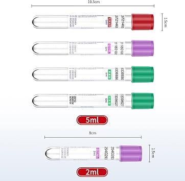 100 Glass Blood Collection Tubes, Disposable Vacuum Blood Collection Tubes, 3ml/5ml/10ml Blood Collection Tubes, With Red Screw Caps, For Laboratories,3ml