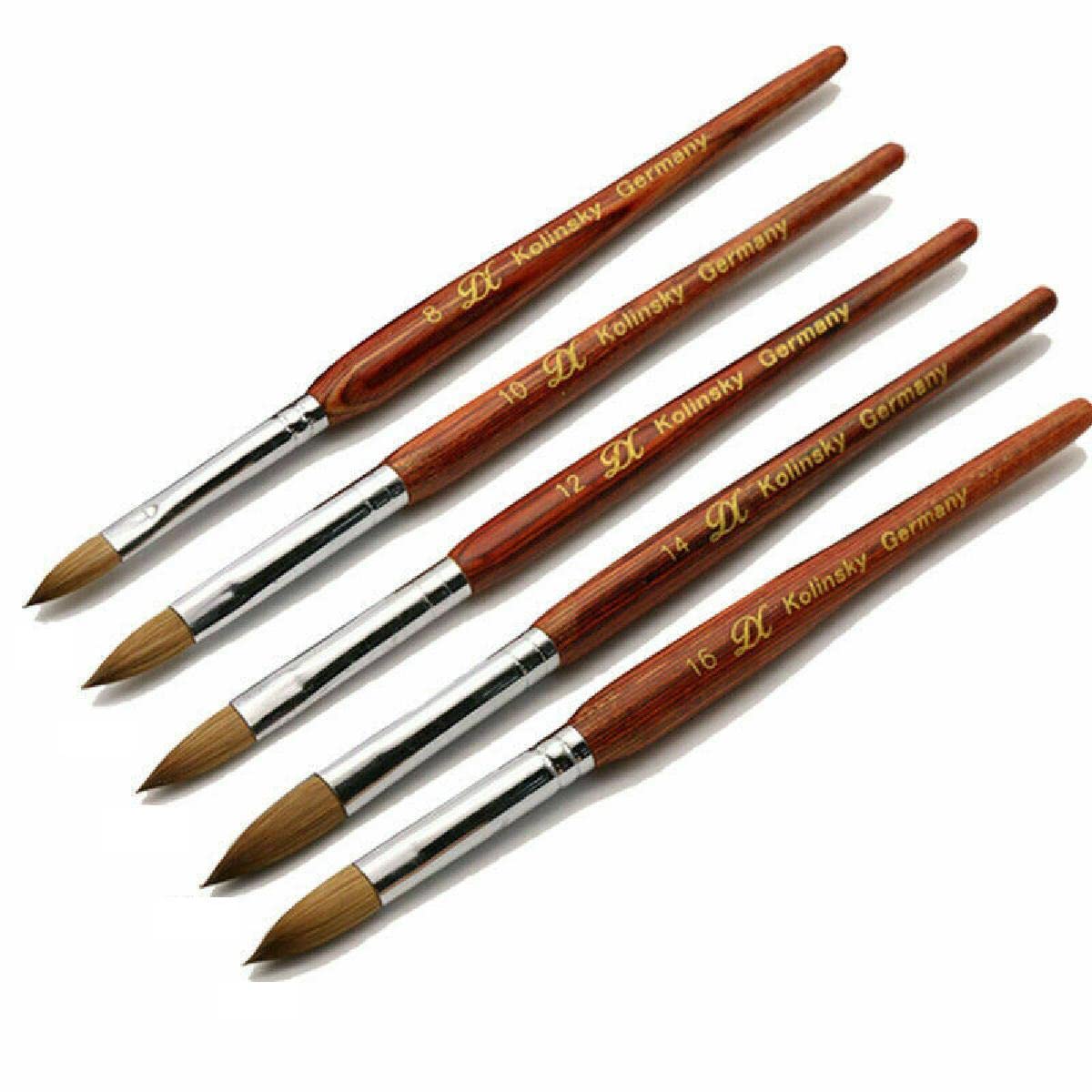 TECKEEN Kolinsky - Set di pennelli per unghie in legno acrilico, colore: rosso