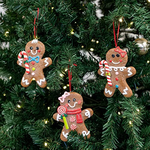 Raz Imports No Place Like Home Brown Gingerbread Man Clay Dough Christmas Ornaments Set 3 #TOP5