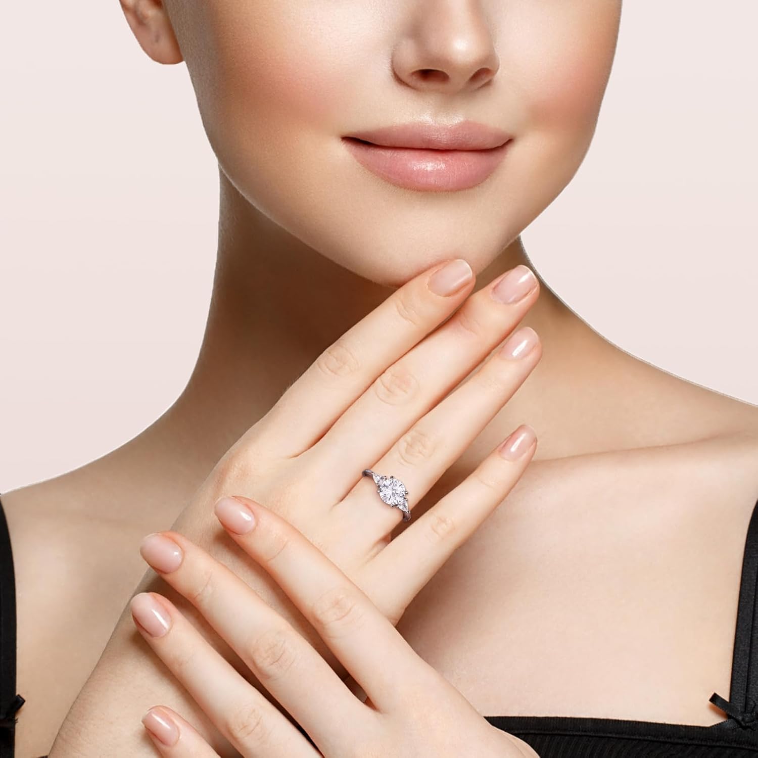 1CT Natural Green Olivine/Yellow Crystal/White/Blue Topaz Stone/Radiant Cut White/Pink/Yelow/Blue/Green Stone/3-Stone Engagement Rings for Women 18K Gold Plated 925 Sterling Silver - Image 4