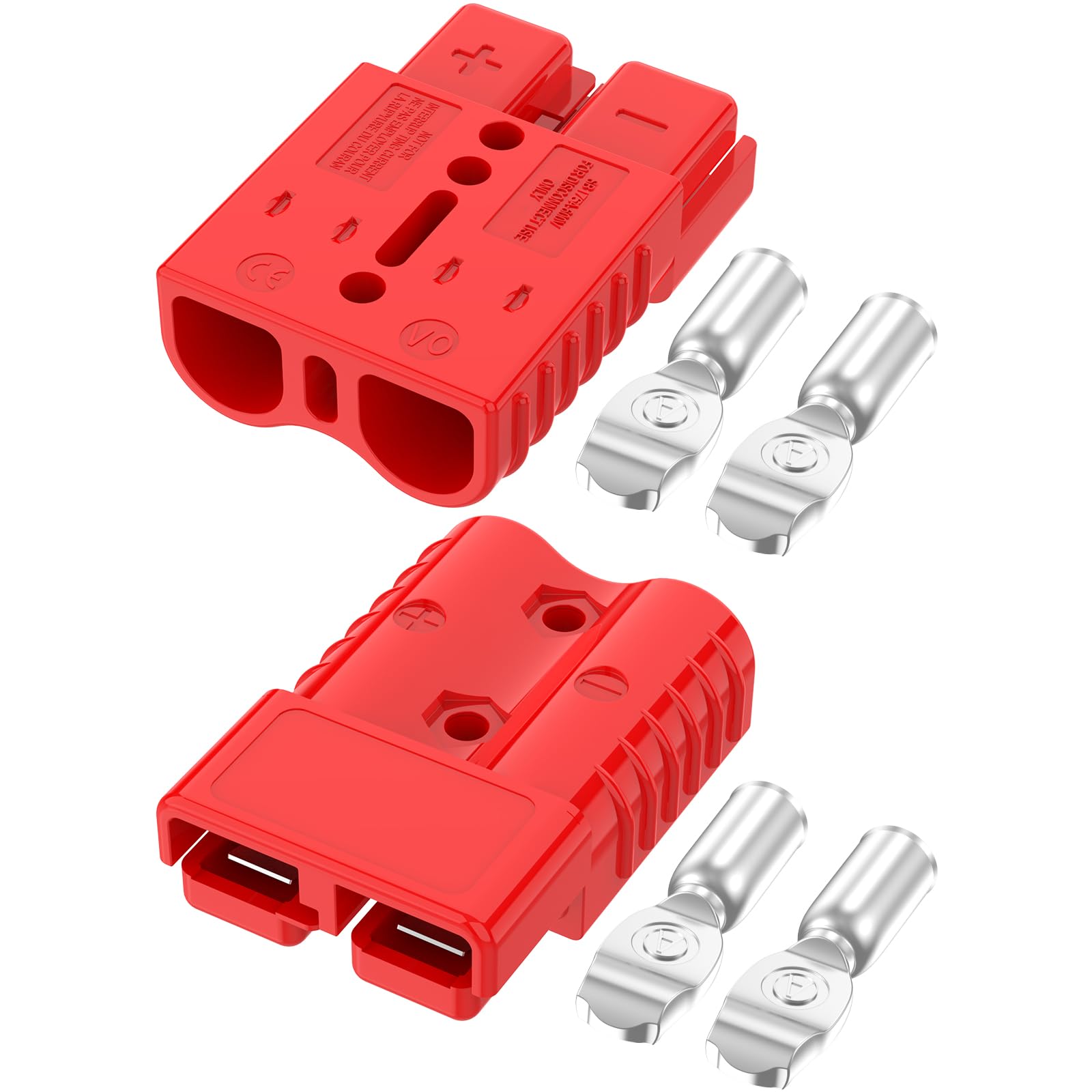 Anderson Connector 175A 600V Battery Quick Connect/Disconnect for 1/0-4 AWG Cables, Anderson Plug for Winch, Trailer, RV, Forklift (Red, 2 PCS)