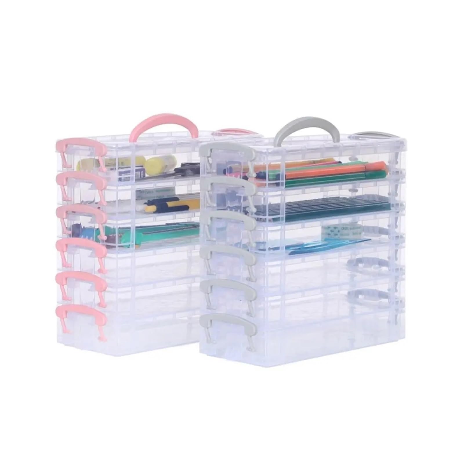 Aufbewahrungsbox für Markierungsstifte 3/6-schicht Pinsel Box Tragbare Abnehmbare Farbe Stift Lagerung Box Multi-funktion Aquarell Schreibwaren Veranstalter Student für Büro(Pink,Large)